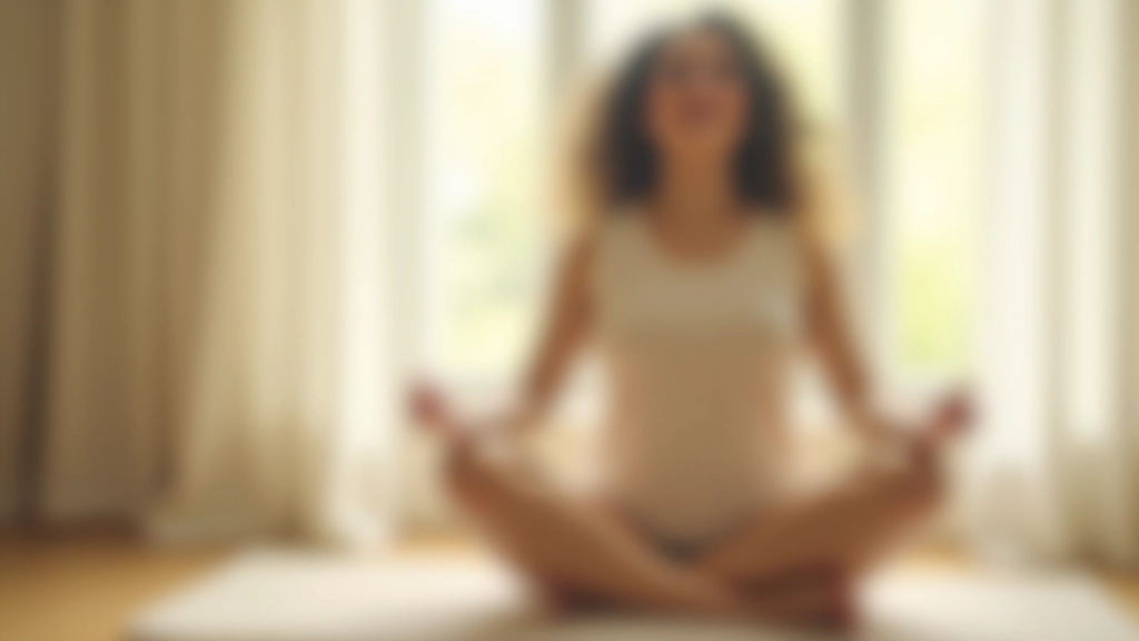 Persona seduta in meditazione su un tappeto in una stanza luminosa, finestra sullo sfondo, ambiente tranquillo e sereno