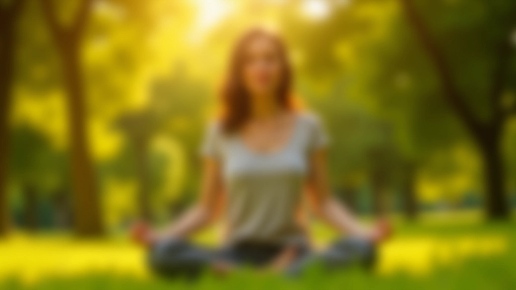 Persona che medita all'aperto in posizione seduta, circondato da natura verde e luce naturale