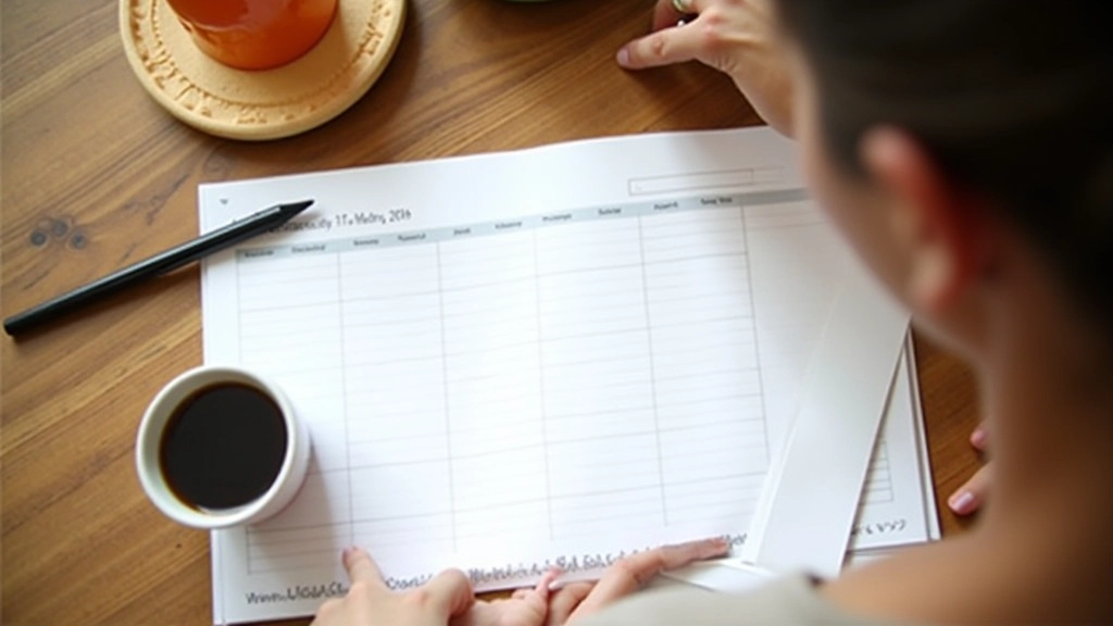 Calendario settimanale scritto a mano con note e pianificazione, tavolo luminoso